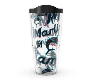 MIAMI MARLINS, 24oz DOUBLE WALL, TUMBLER FROM TERVIS WITH LID INCLUDED - Picture 1 of 4