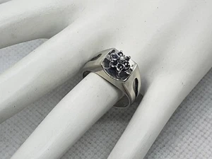10k Weißgold Damen Blume Saphir Cluster Ring Größe ~7~ - Bild 1 von 8