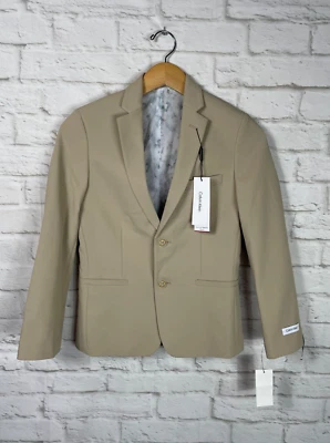 NEW Calvin Klein Youth Boys Slim Fit Tan Suit Jacket Size 12 - Image 1 of 3