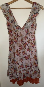NEW DOTTI Ladies Floral & Orange Lace Trim Party Dress Size 8 NWOTS - Foto 1 di 8
