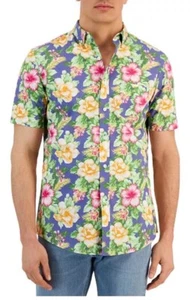 $49.50 Club Room Men Tropical Floral Crush Poplin Button Down Shirt Multicolor M - Picture 1 of 11