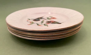 Set of Vintage 4 Fondeville Alvarez Bird Plates Embossed Gold Trimmed 8.5" Spain - Picture 1 of 8