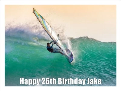 Windsurfer Edible Cake Topper Icing Birthday Cake Surfing Decoration (2 Sizes) - Image 1 of 2