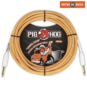 Pig Hog 20ft Orange Creme Woven Tweed Guitar Instrument Cable Cord 1/4" NEW