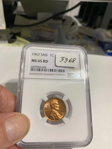 1967 SMS LINCOLN PENNY MS 65 RD Cover