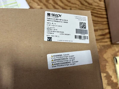 BRADY B33-187-2-312-2 MANGA PERMANENTE .187 X 1" MANGAS DE MARCADO DE ALAMBRE TERMOCONTRAÍBLE NUEVO Foto 1 de 3