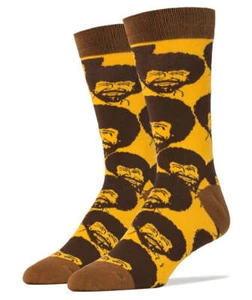 Bob Ross Flash Mob - Men's Cotton Crew Funny Socks - Picture 1 of 2