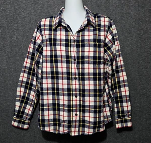 LL Bean Women's Medium Plaid Flannel Long Sleeve Button Up Relaxed Fit Shirt - Picture 1 of 9