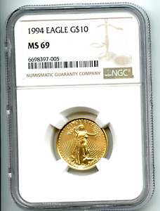 1994 $10 Gold  1/4 Oz American Eagle ( MS-69 ) NGC! RARE DATE! NO RESERVE!