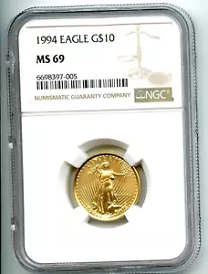 1994 $10 Gold  1/4 Oz American Eagle ( MS-69 ) NGC! RARE DATE! NO RESERVE! - Picture 1 of 2