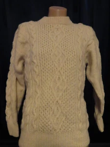 JUMPER PULLOVER CREAM CABLE KNIT WOMENS SIZE S, 100% PURE WOOL - Picture 1 of 1