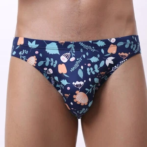 Men's Underwear Flower Print Panties Briefs Bulge Pockets Stretch Panties - Picture 1 of 15