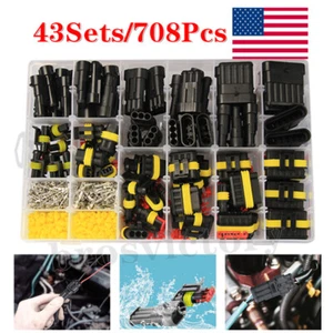 240/708PCS 1-6Pin Waterproof Seal Electrical Wire Connectors Automotive Plug Kit - Picture 1 of 14