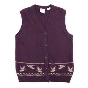 EP Pro Sweater Vest Women Medium Purple Sleeveless Knit Embroidered Ducks Golf - Picture 1 of 12