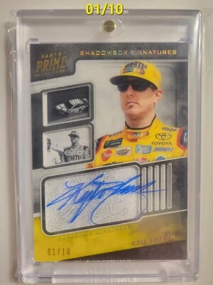 Kyle Busch 2018 Panini Prime Racing Holo Gold Shadowbox Signatures Autograph /10 - Image 1 of 2