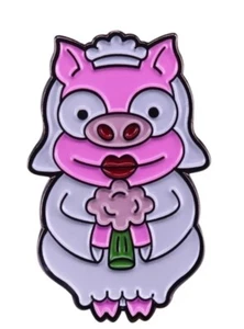 The Simpsons ENAMEL PIN - Bride Pig Cufflinks (only). Aust Stock - Picture 1 of 1