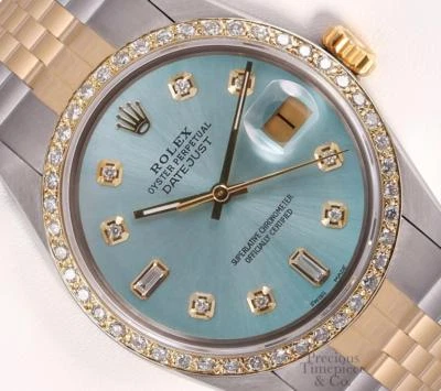 Rolex Men Datejust 36mm Two Tone Steel 18k Diamond Bezel-Ice Blue Diamond Dial - Image 1 of 4