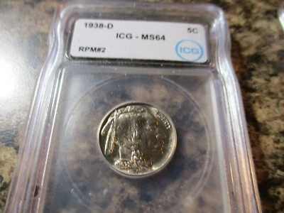 1938-D BUFFALO NICKEL RPM #2 D OVER D ICG MS64    603 - Image 1 of 4