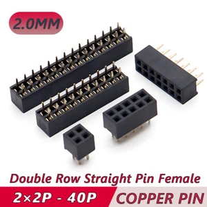 2mm pitch 2*2P/3/4/5/6/7/8/10-40P Female Double Row Straight Pin Connector Strip - Picture 1 of 17