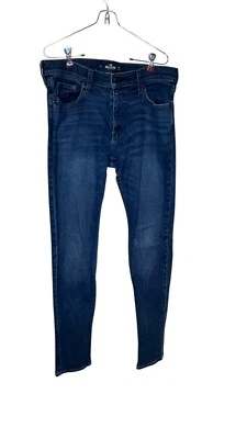 Pantalones de mezclilla Hollister para hombre ajustados Epic Flex tiro medio lavado azul talla 32X34 Foto 1 de 4