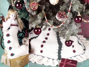 PRETTY Christmas Rosebuds Tree Skirt & Stocking Set/Crochet Pattern Instructions - Picture 1 of 1