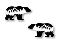 2 Grizzly MOUNTAIN Bear 7'' Vinyl Decals Camping RV 4x4 Backpacking Stickers