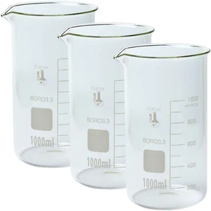 1000ml Beaker, Tall Form, 3.3 Borosilicate Glass, Single Scale (Pack of 3) - Picture 1 of 4