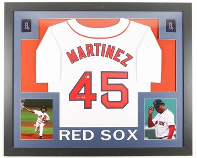 PEDRO MARTINEZ Signed/Autographed Custom Jersey Framed 35x43  - Beckett - Image 1 of 2