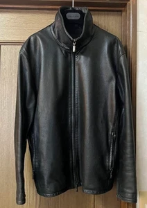 Giorgio Armani Borgo 21 Leather Jacket Lamb Skin High Neck Black Size 50 Italy - Picture 1 of 9