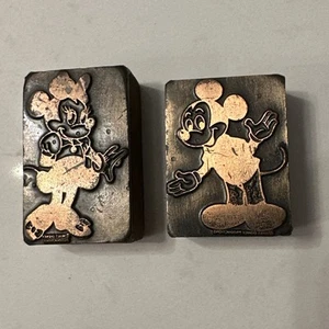 Mickey & Minnie Copper Wood Block Stamp Walt Disney Productions Sweet Couple! - Picture 1 of 10