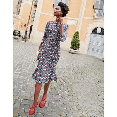 NWT!! BODEN Violette Dress Floral Print Heritage Blue Flounced Sheath Size 6 - Image 1 of 4