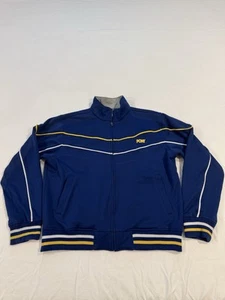 Vintage Pony Track Jacket Mens Large Full Zip Up Soft Retro Sweatshirt Navy Blue - Picture 1 of 14