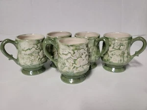 Set 5 Vintage Majolika Keramik geprägt glasiert Tam O' Shanter Kaffee Tee Tassen - Bild 1 von 19