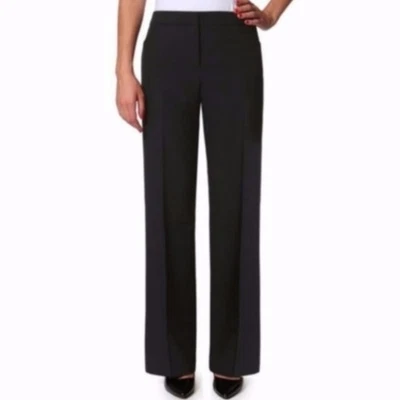 Nicole Miller New Black Career Pants Flat Front Classic Trousers Women's Size 6 - Image 1 of 4