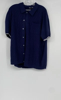Camisa PJ Paul Jones Para Hombres Azul Manga Corta Cuello Tejido Abotonada Talla XL Foto 1 de 4