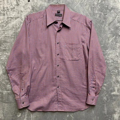 Camisa de vestir Bergdorf Goodman Gingham manga larga para hombre L roja azul hecha en Italia Foto 1 de 4