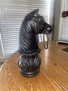 Heavy Cast Iron Horse Head Hitching Post Fence Gate Topper w/ Ring - Picture 1 of 10