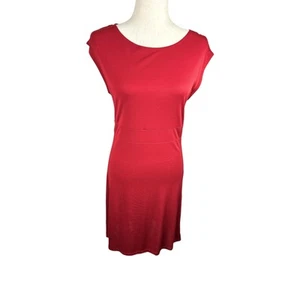 NUEVO Vestido Anne Klein Rojo Pimienta Jersey Vaina Mangas Gorra Talla S - Imagen 1 de 6