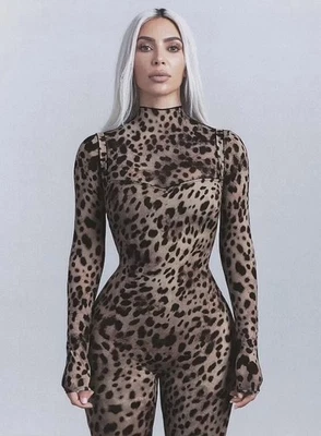 Dolce & Gabbana x Skims Lechoso Transparente Cuello Simulado Gato Body Leopardo RARO NUEVO Foto 1 de 4