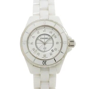 CHANEL J12 33mm H1628 12P Diamond Quartz White Dial Ladies Watch 90280210 - Picture 1 of 8