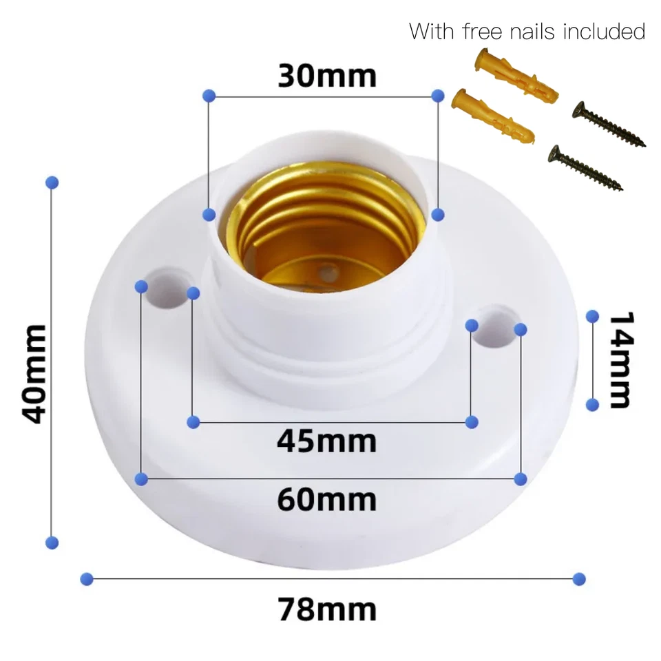 1-10pcs X E27 Screw Cap Socket Light Bulb Holder Fitting Light Lamp Stand/Base - Image 1 of 4