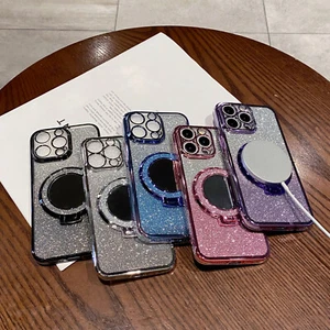 Mirror Magnetic Magsafe Case Stand Hot Bling Phone Cover Holder Girl For Samsung - Picture 1 of 17