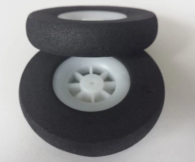 Sehr leichte Slowfly Räder, Leichtschaumräder schwarz, Moosgummireifen ø50mm ø2 - Bild 1 von 4