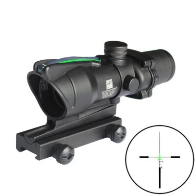 4x32 Fiber Optic Scope Green Crosshair Reticle Weapon Sight ACOG Clone + 2 gifts - Image 1 of 3