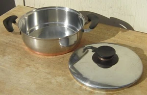 Vtg PRESTO PRIDE 2.5 Qt STOCKPOT &LID 18-8 Stainless Steel Copper Bottom SKILLET - Picture 1 of 10