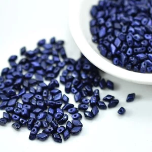 50 Beads - GemDuo Mini 4x6mm Two Hole - Metalust Purple - Czech Glass - Picture 1 of 2