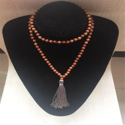 Collar 6mm Sándalo Natural 108 Cuentas Nudo Borla Mala Energía Para Hombre Mala Foto 1 de 2