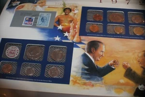 1972 P/D 10 Coins Uncirculated Mint Set Postal Commemorative Society Coins/Stamp - Picture 1 of 14
