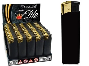 10 Stück Elektronik Feuerzeug Schwarz Gold - Bild 1 von 1