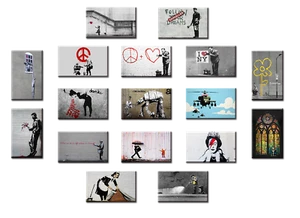 TIME4BILD BANKSY Peace Love Doctor GRÁFICOS 17 IMÁGENES 40x30cm LIENZO IMÁGENES - Imagen 1 de 5
